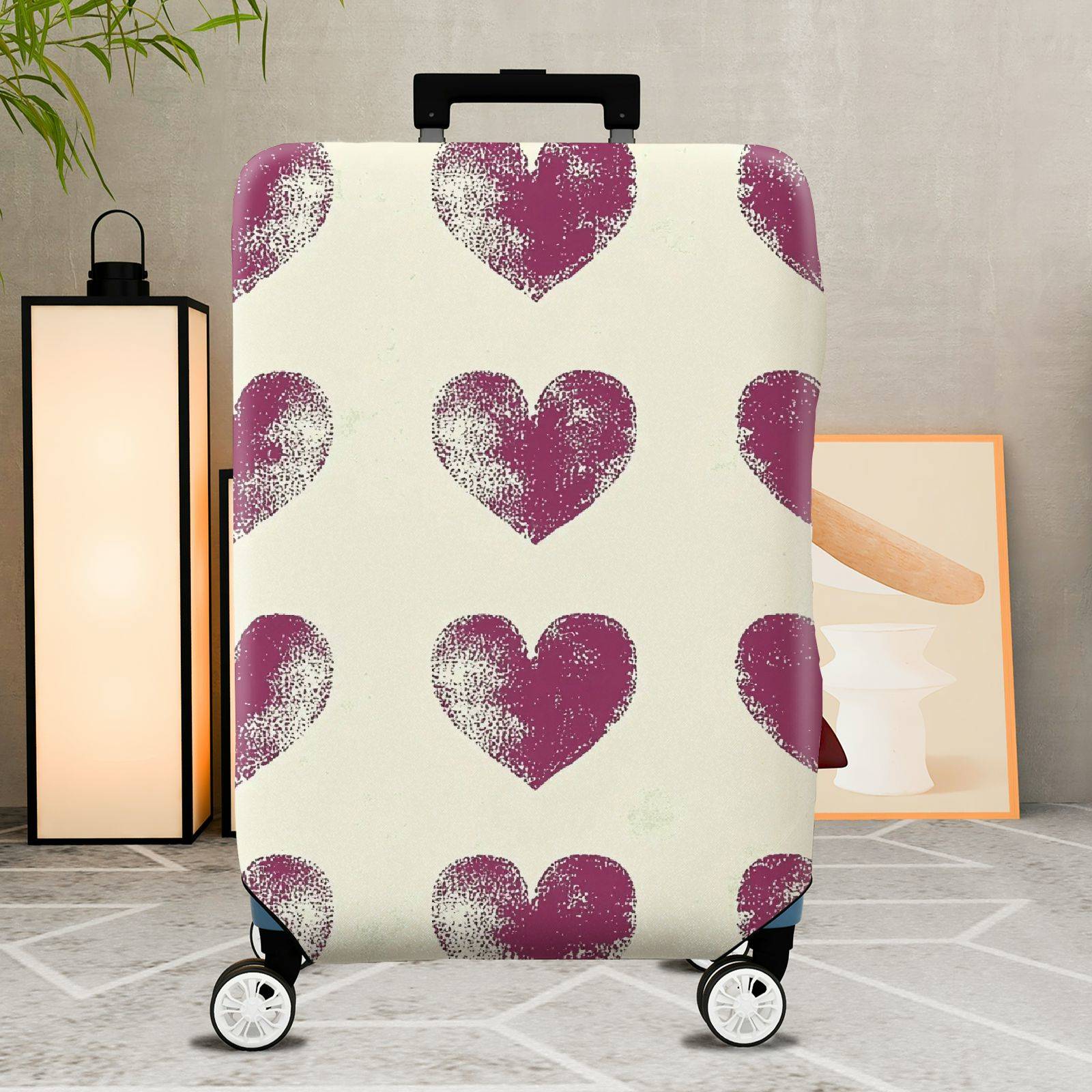 1-Piece Heart Pattern Romantic Love Passion Holiday Vacation  Suitcase Luggage Cover, Stretch Protective Sleeve
