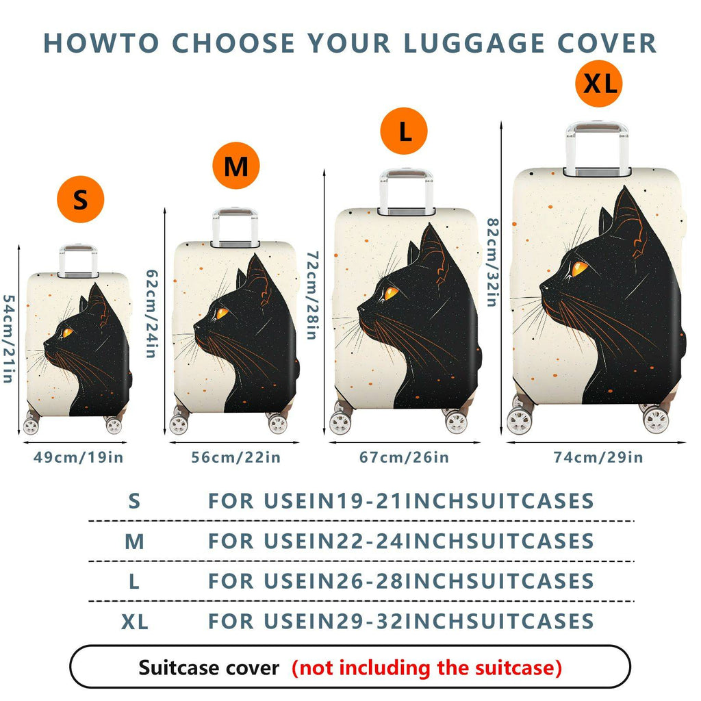 1-Piece Black Cat Orange Eyes Starry Night Cosmic  Suitcase Luggage Cover, Stretch Protective Sleeve