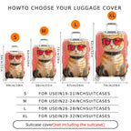 1-Piece Animal Art Red Texture Vintage Creative Fun  Suitcase Luggage Cover, Stretch Protective Sleeve