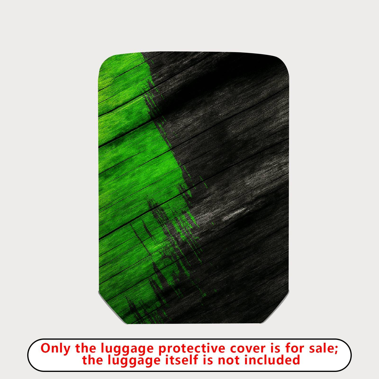 1-Piece Abstract Green Black Artistic Brush Stroke  Suitcase Luggage Cover, Stretch Protective Sleeve