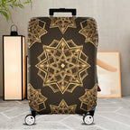 1-Piece Geometric Mandala Pattern Brown Gold Stylish Elegant Travel  Suitcase Luggage Cover, Stretch Protective Sleeve