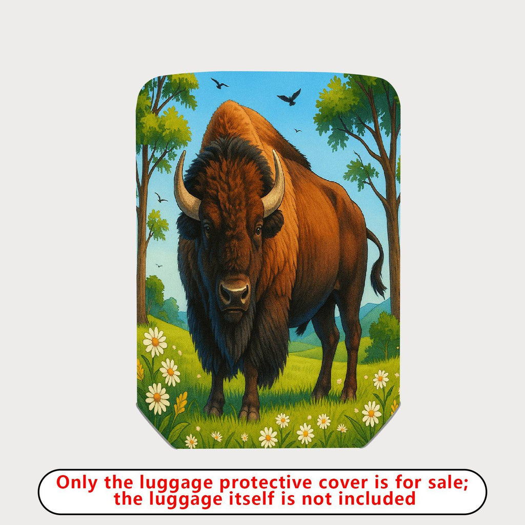 1-Piece Buffalo Prairie Nature Wildlife Bovidae Landscape  Suitcase Luggage Cover, Stretch Protective Sleeve