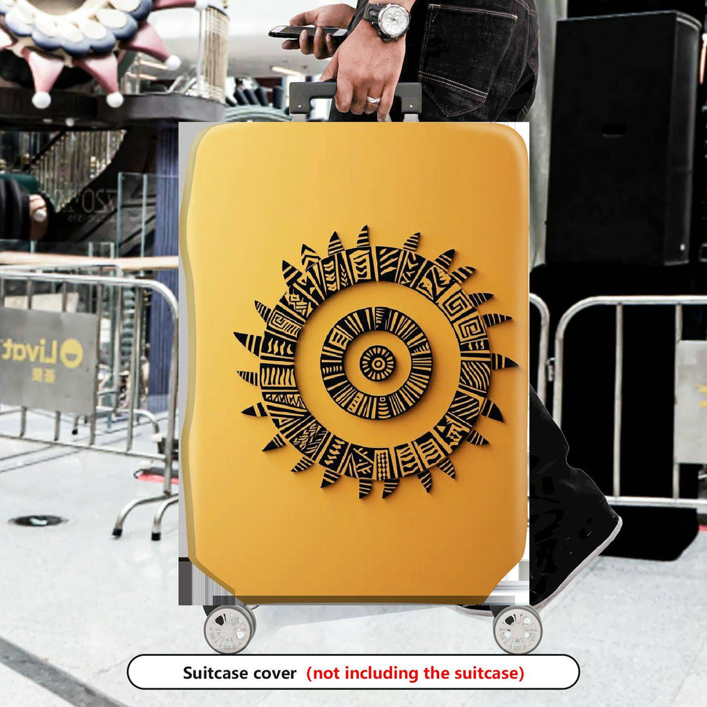 1-Piece Tribal Ethnic Geometric Sun Abstract  Suitcase Luggage Cover, Stretch Protective Sleeve