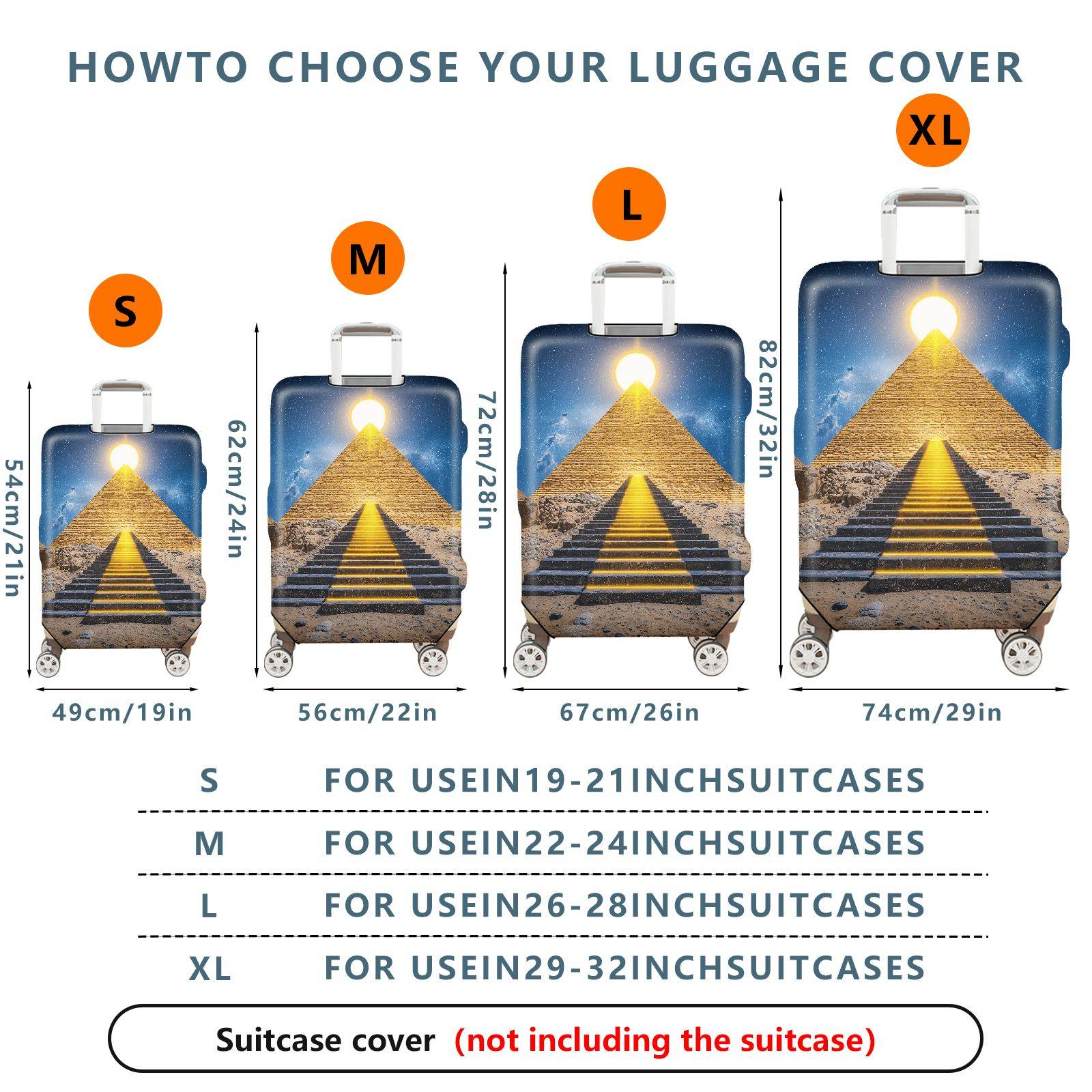 1-Piece Pyramid Stargate Cosmic Egypt Ancient Mysterious  Suitcase Luggage Cover, Stretch Protective Sleeve