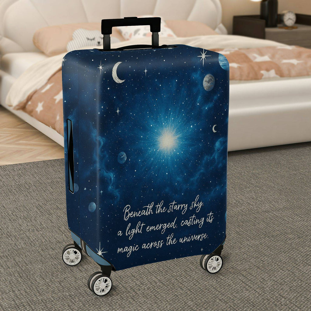 1-Piece Starry Night Cosmic Universe Galaxy Celestial Moon  Suitcase Luggage Cover, Stretch Protective Sleeve