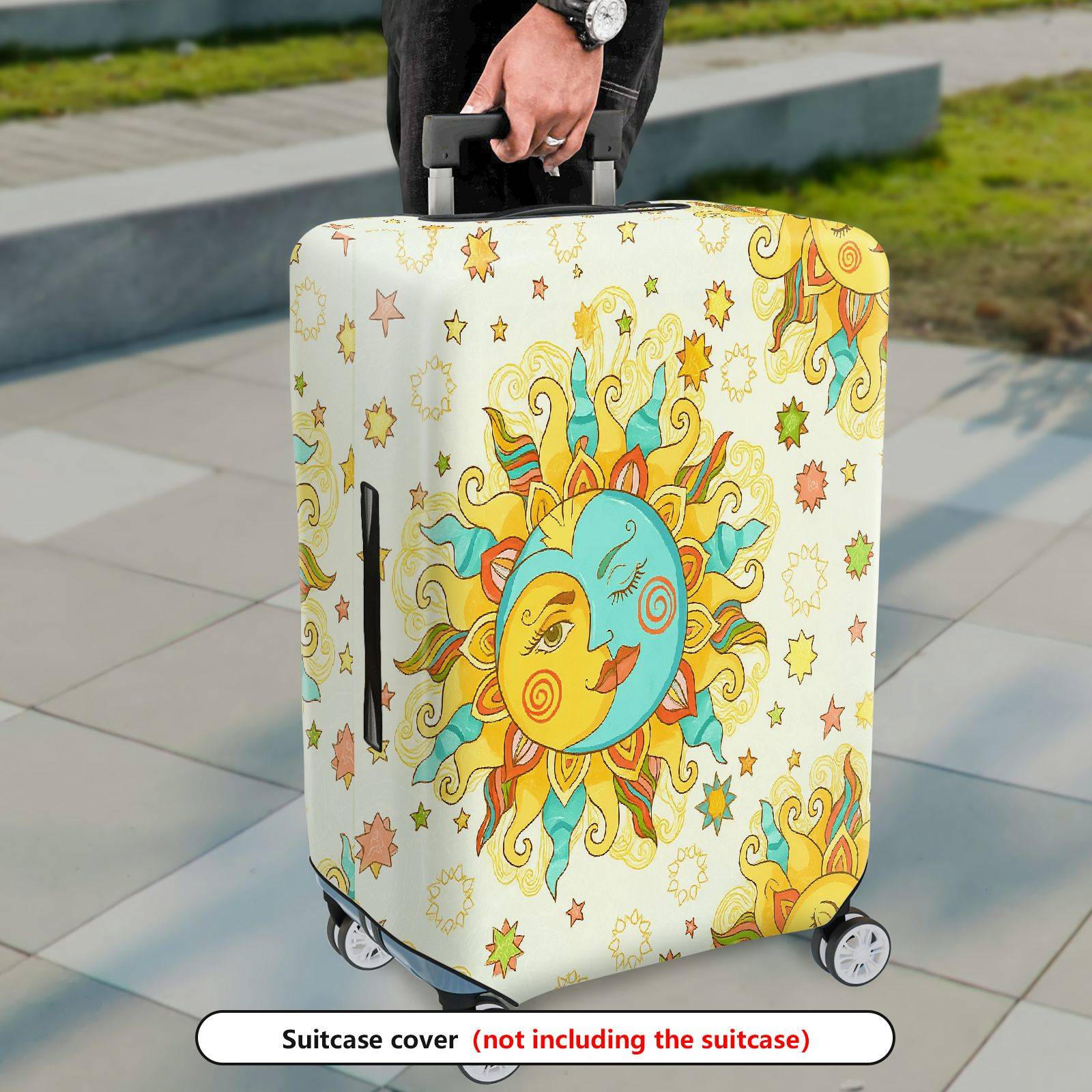 1-Piece Sun Moon Star Astrology Zodiac Abstract Artistic  Suitcase Luggage Cover, Stretch Protective Sleeve