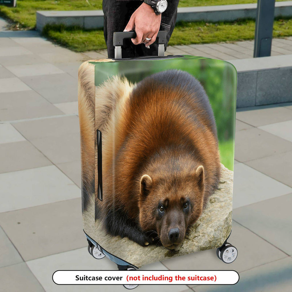 1-Piece Animal Nature Wildlife Forest Cute Wolverine  Suitcase Luggage Cover, Stretch Protective Sleeve