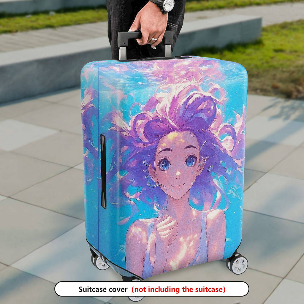 1-Piece Anime Art Colorful Abstract Fantasy Girl  Suitcase Luggage Cover, Stretch Protective Sleeve