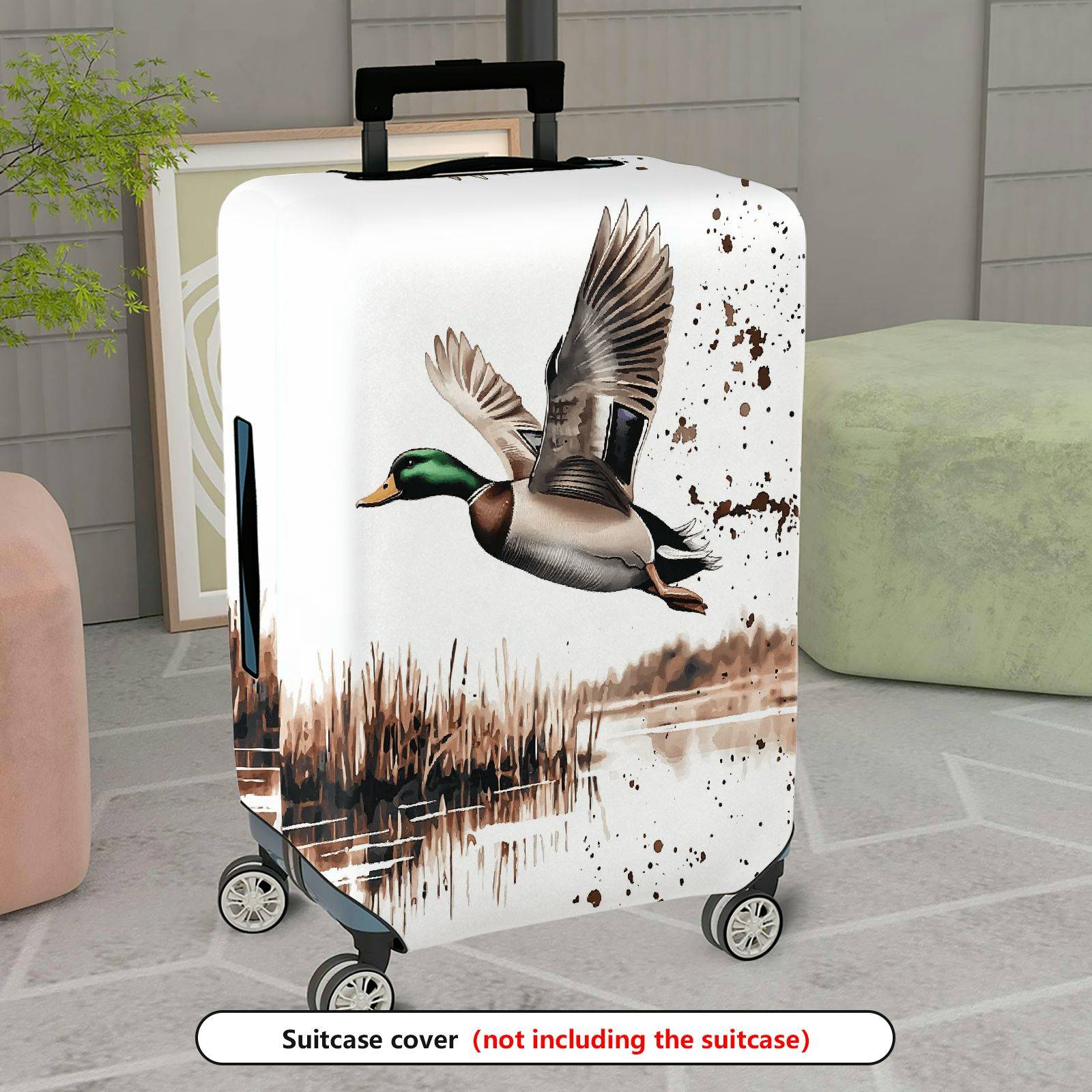 1-Piece Wild Duck Flying Nature Countryside Artistic  Suitcase Luggage Cover, Stretch Protective Sleeve
