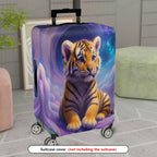 1-Piece Fantasy Space Tiger Cub Nebula Cosmic Art  Suitcase Luggage Cover, Stretch Protective Sleeve