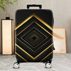 1-Piece Black Gold Geometric Diamond Elegant Stylish Modern  Suitcase Luggage Cover, Stretch Protective Sleeve