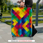 1-Piece Colorful Geometric Diamond Pattern Luggage  Suitcase Luggage Cover, Stretch Protective Sleeve