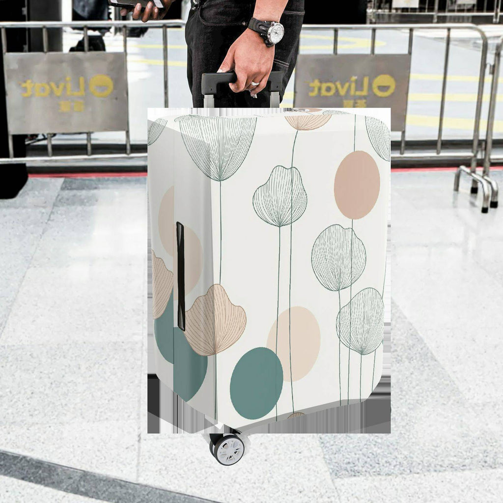 1-Piece Minimalist Vintage Botanical Geometric Abstract  Suitcase Luggage Cover, Stretch Protective Sleeve