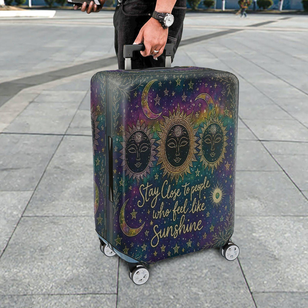 1-Piece Sun Moon Stars Galaxy Cosmic Inspirational  Suitcase Luggage Cover, Stretch Protective Sleeve