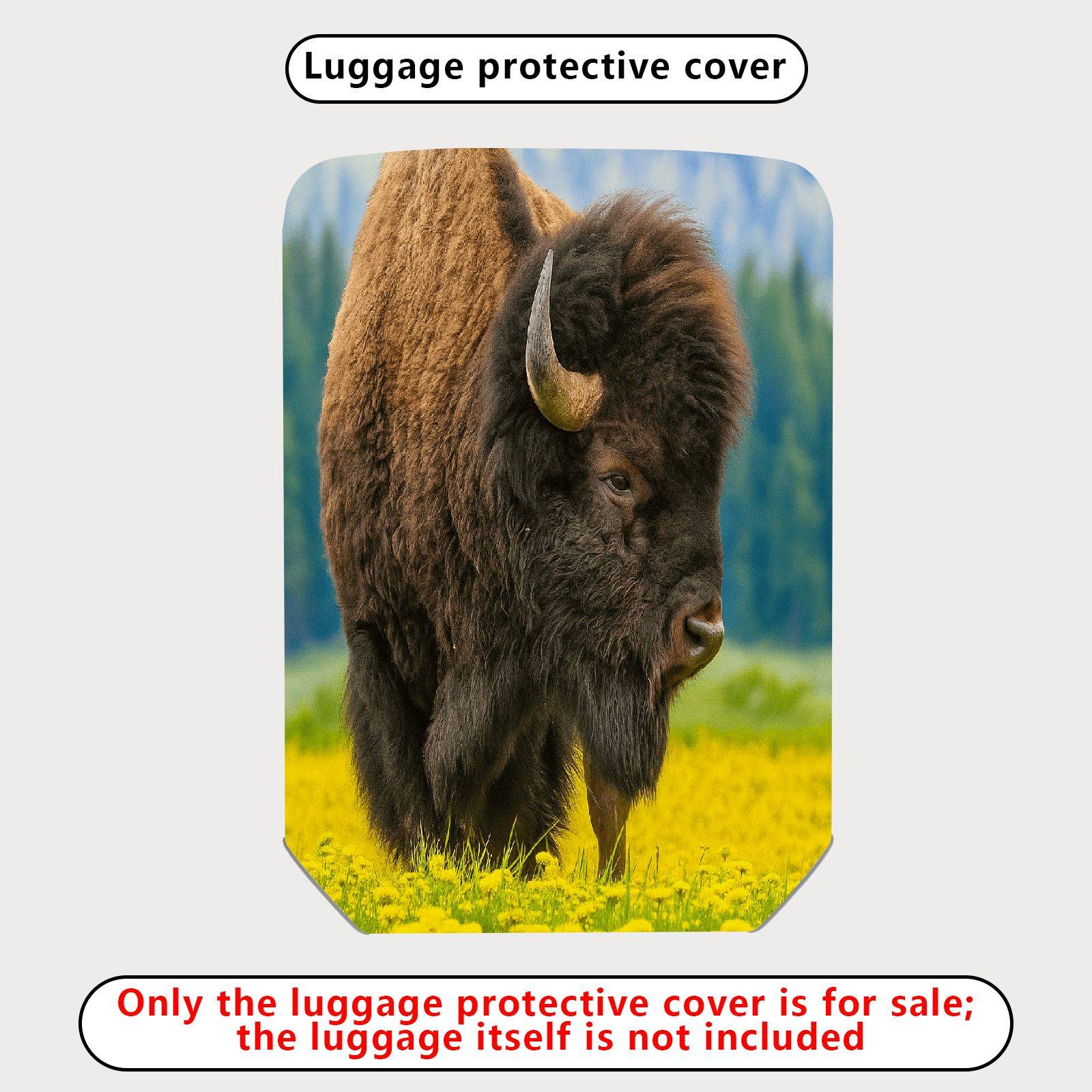 1-Piece Wildlife Bison Nature Landscape Animal Travel  Suitcase Luggage Cover, Stretch Protective Sleeve