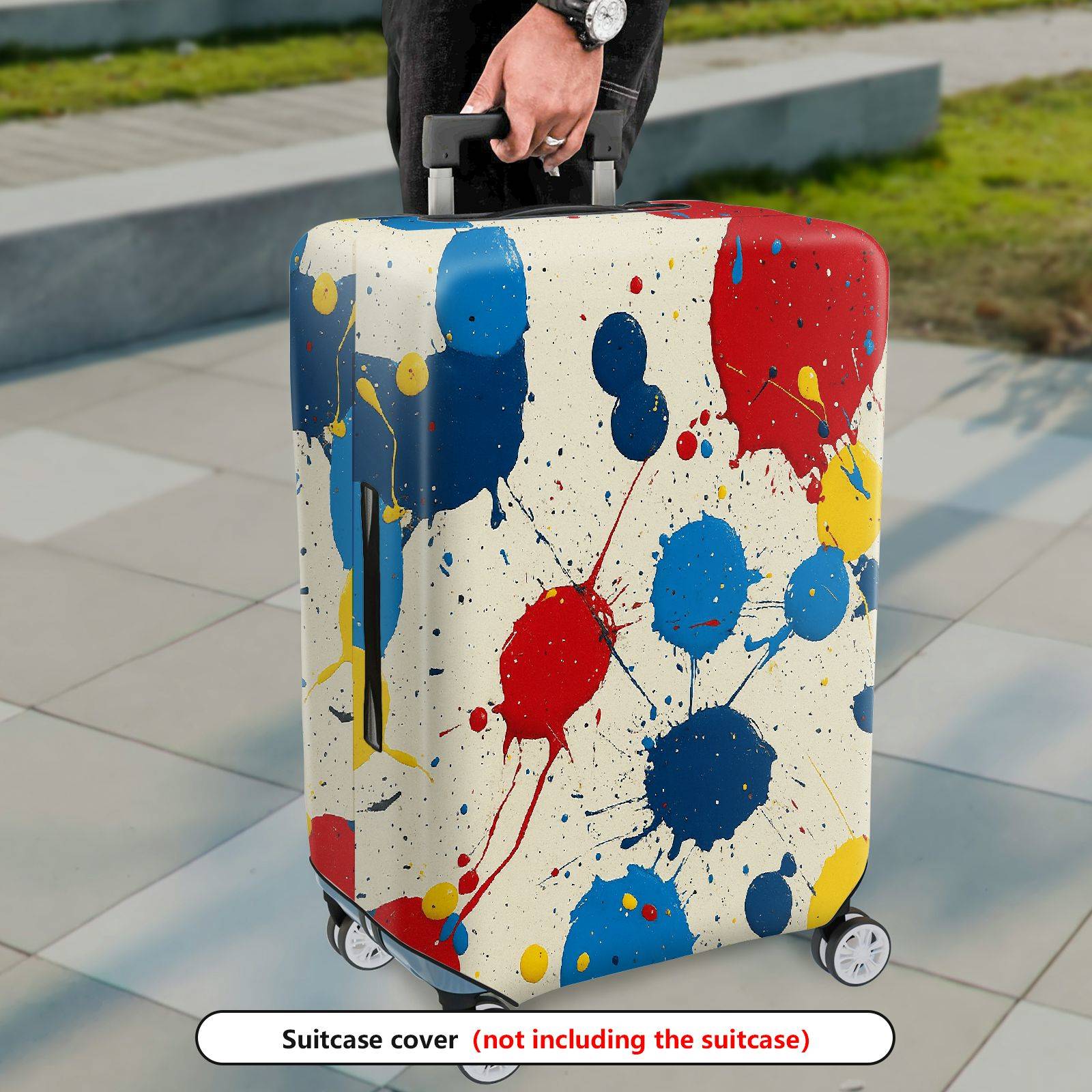 1-Piece Abstract Splatter Colorful Paint Art Pattern  Suitcase Luggage Cover, Stretch Protective Sleeve