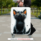 1-Piece Cute Cat Artistic Black Kitten Animal Nature  Suitcase Luggage Cover, Stretch Protective Sleeve