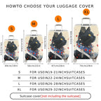 1-Piece Black Cat Heart Love Red Artistic  Suitcase Luggage Cover, Stretch Protective Sleeve