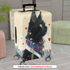 1-Piece Black Cat Heart Love Red Artistic  Suitcase Luggage Cover, Stretch Protective Sleeve