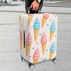 1-Piece Ice Cream Cone Heart Pattern Pastel Pink Blue Travel  Suitcase Luggage Cover, Stretch Protective Sleeve