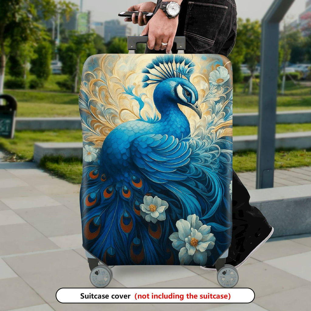 1-Piece Artistic Peacock Floral Abstract Animal Nature  Suitcase Luggage Cover, Stretch Protective Sleeve
