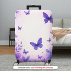 1-Piece Purple Butterfly Floral Pastoral Romantic Elegant  Suitcase Luggage Cover, Stretch Protective Sleeve