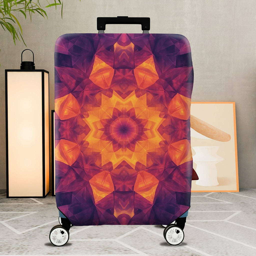 1-Piece Geometric Colorful Kaleidoscope Abstract Vibrant  Suitcase Luggage Cover, Stretch Protective Sleeve