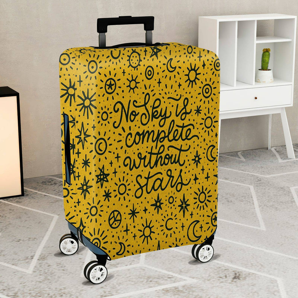 1-Piece Cosmic Starry Sky Text Inspirational Quote Artistic Yellow  Suitcase Luggage Cover, Stretch Protective Sleeve