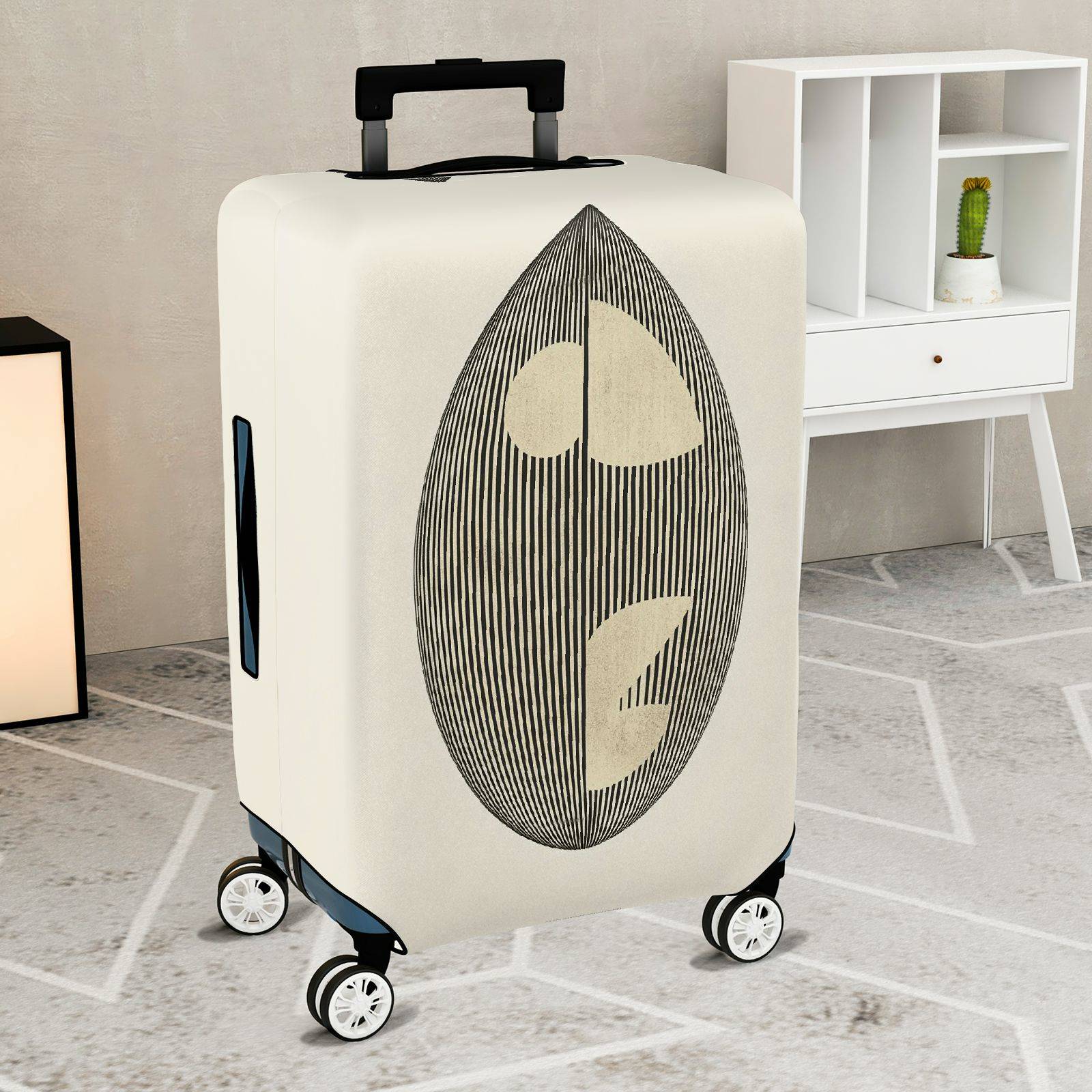 1-Piece Geometric Abstract Black White Minimalist Art Chic Modern  Suitcase Luggage Cover, Stretch Protective Sleeve