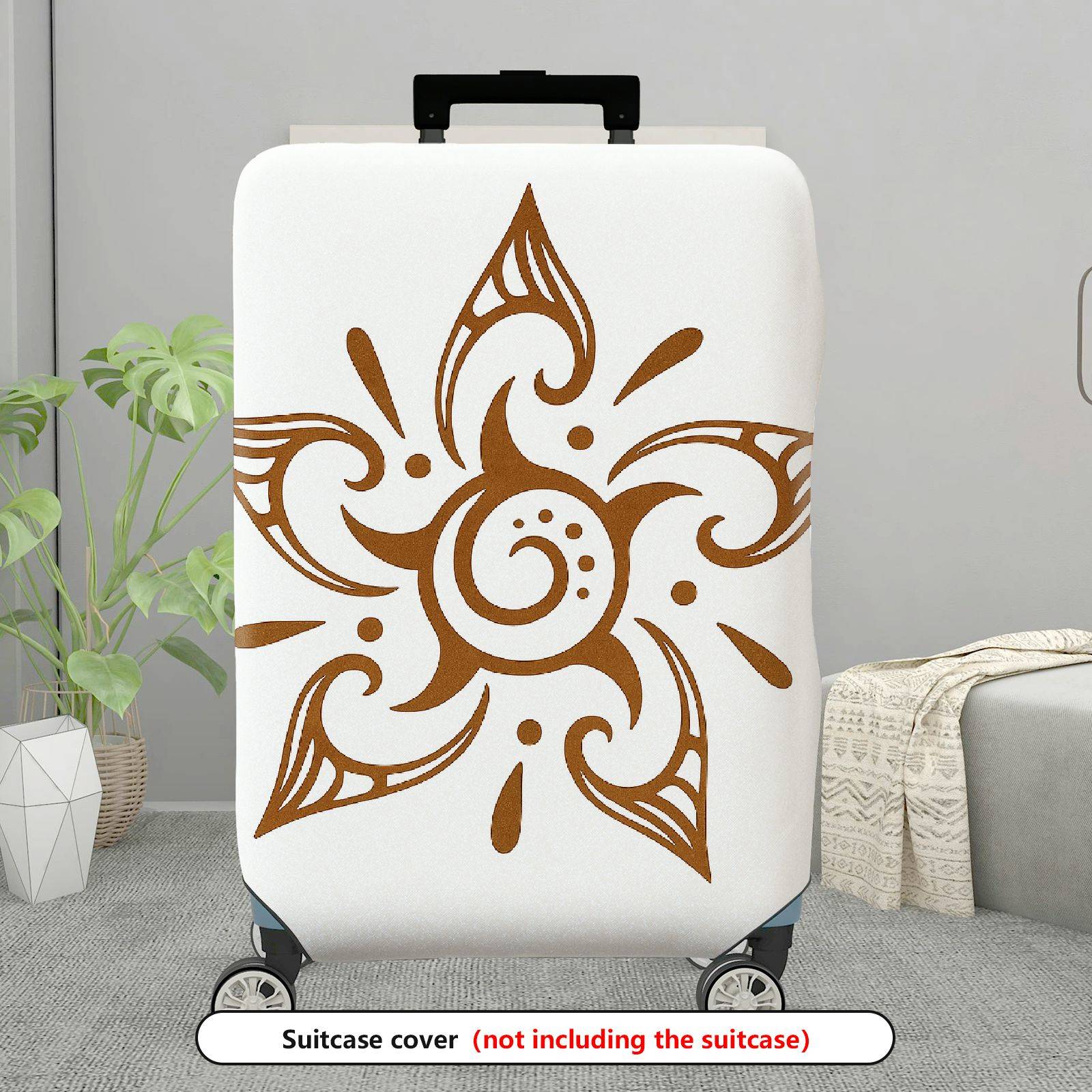 1-Piece Abstract Floral Geometric Mandala Art Bohemian  Suitcase Luggage Cover, Stretch Protective Sleeve