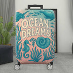 1-Piece Ocean Dreams Seahorse Conch Seaweed Marine  Suitcase Luggage Cover, Stretch Protective Sleeve