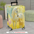 1-Piece Horse Nature Pastoral Floral Artistic  Suitcase Luggage Cover, Stretch Protective Sleeve