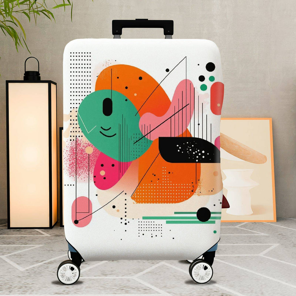 1-Piece Abstract Geometric Colorful Artistic Unique Modern  Suitcase Luggage Cover, Stretch Protective Sleeve