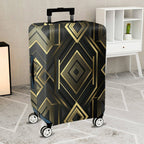 1-Piece Geometric Black Gold Diamond Pattern Abstract Modern Elegant  Suitcase Luggage Cover, Stretch Protective Sleeve