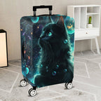 1-Piece Cosmic Feline Galaxy Starry Night Black  Suitcase Luggage Cover, Stretch Protective Sleeve
