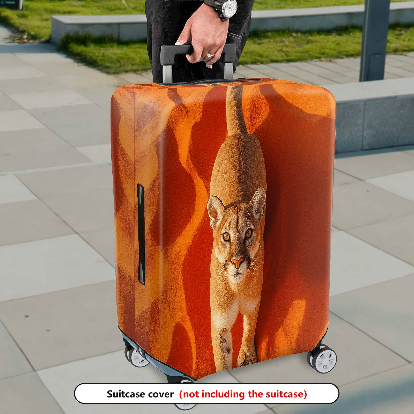 1-Piece Wildlife Animal Desert Landscape Orange Nature Stylish  Suitcase Luggage Cover, Stretch Protective Sleeve