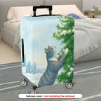 1-Piece Cat Winter Snow Christmas Tree Holiday  Suitcase Luggage Cover, Stretch Protective Sleeve