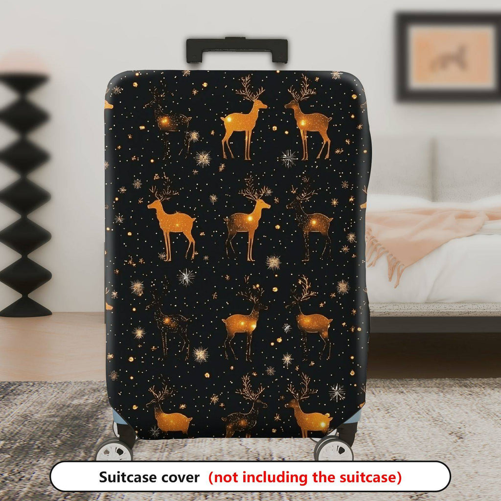 1-Piece Deer Starry Night Festive Cosmic Holiday  Suitcase Luggage Cover, Stretch Protective Sleeve