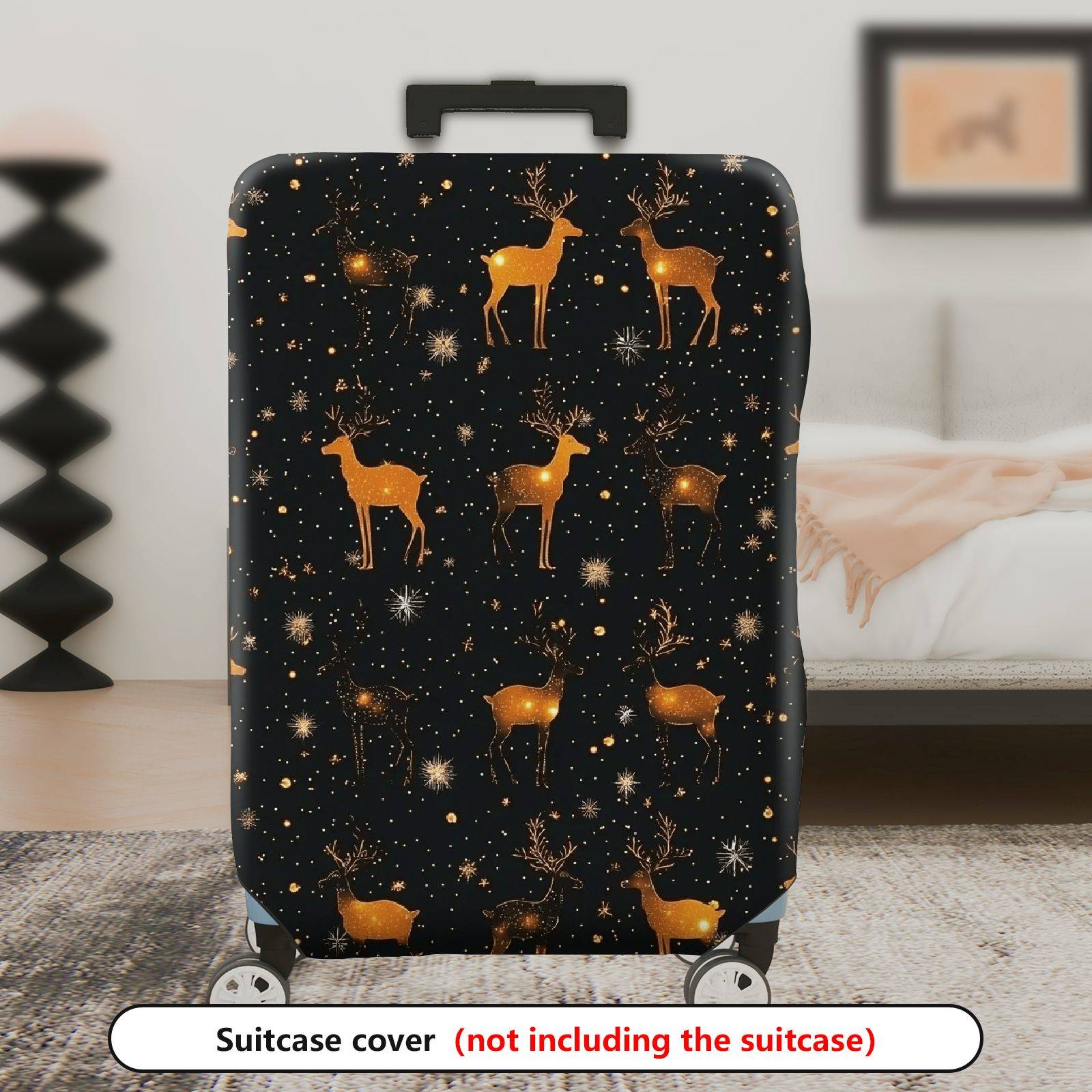 1-Piece Deer Starry Night Festive Cosmic Holiday  Suitcase Luggage Cover, Stretch Protective Sleeve