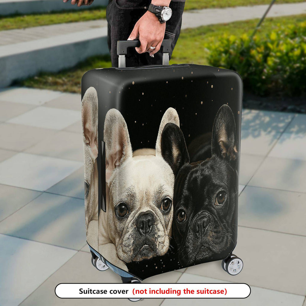 1-Piece Adorable Bulldog Starry Night Pet Lover Cute Dog  Suitcase Luggage Cover, Stretch Protective Sleeve