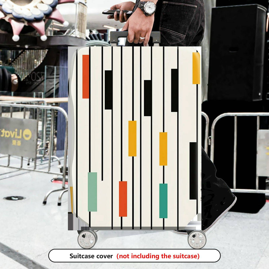 1-Piece Striped Colorful Geometric Abstract Modern Artistic  Suitcase Luggage Cover, Stretch Protective Sleeve