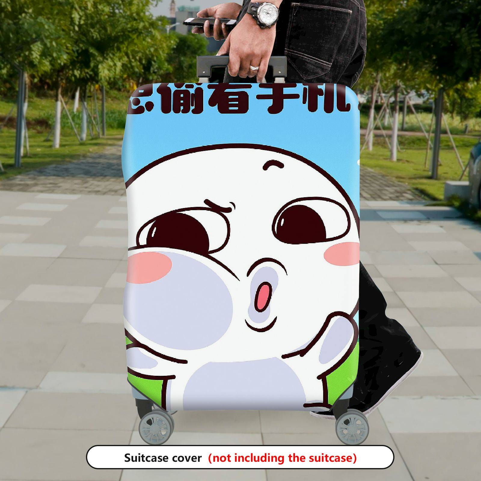 1-Piece Fun Expression Sky Landscape Humor Cute  Suitcase Luggage Cover, Stretch Protective Sleeve