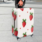 1-Piece Strawberry Heart Love White Red Green Pattern  Suitcase Luggage Cover, Stretch Protective Sleeve