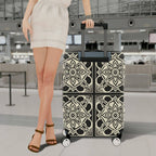 1-Piece Floral Geometric Black White Elegant Stylish  Suitcase Luggage Cover, Stretch Protective Sleeve