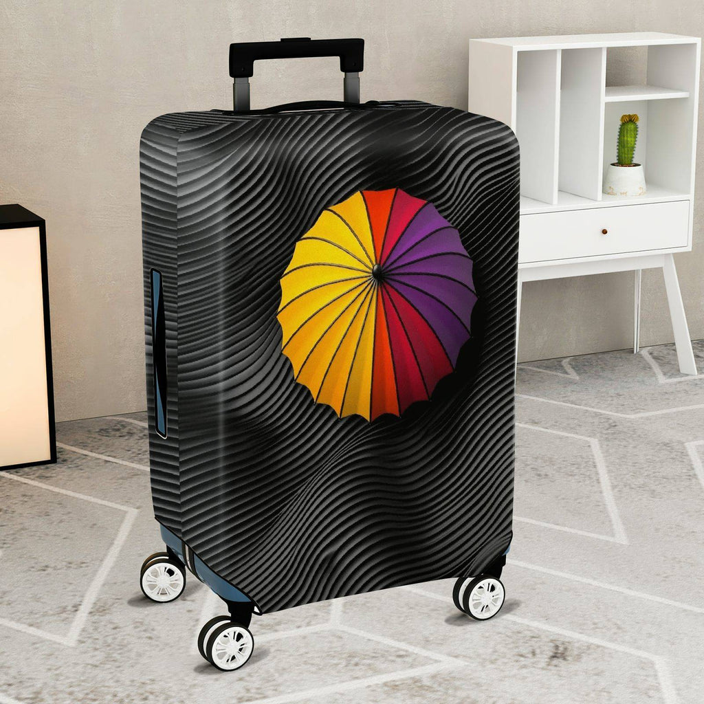 1-Piece Abstract Colorful Umbrella Black Swirl Artistic  Suitcase Luggage Cover, Stretch Protective Sleeve