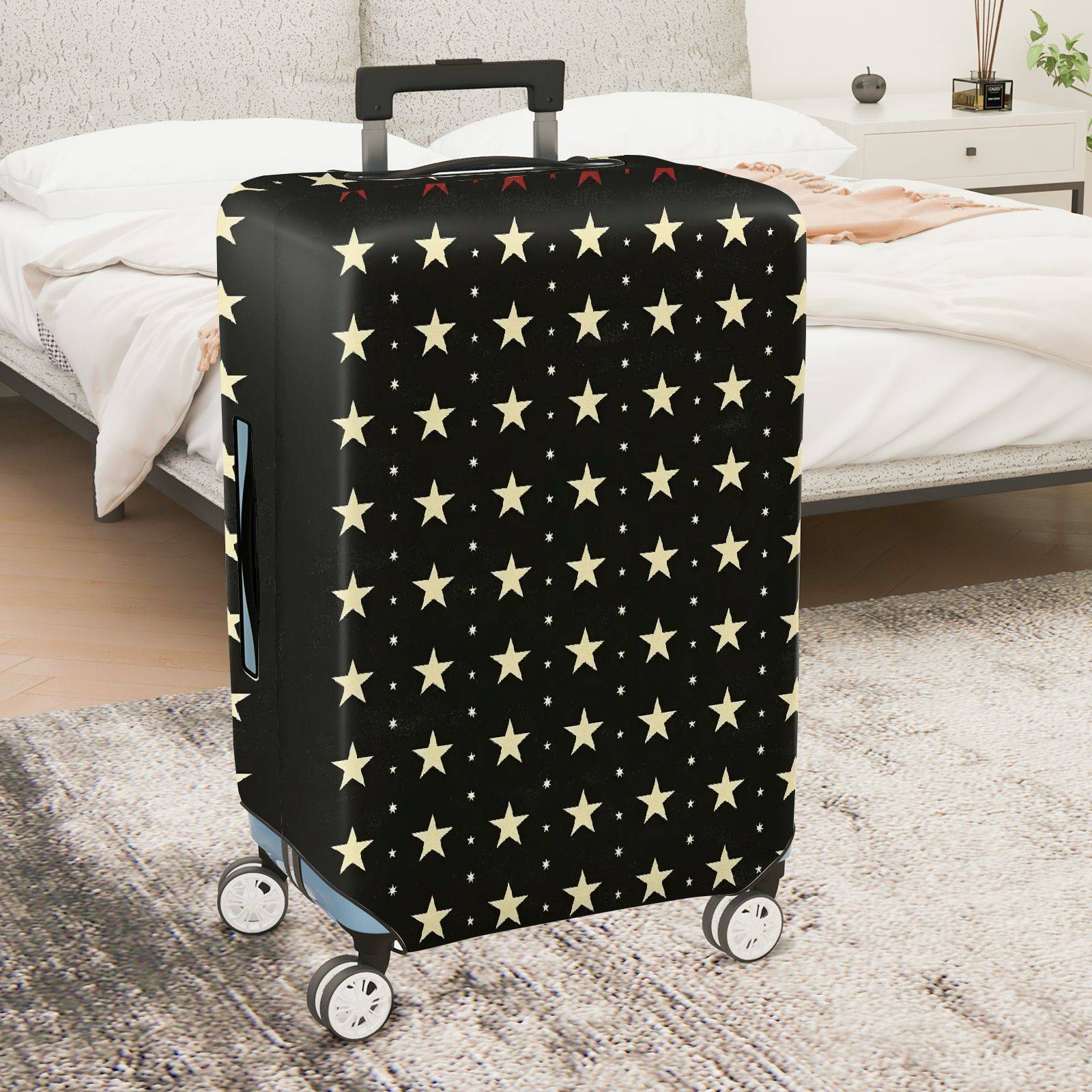 1-Piece Starry Night Black White Cosmic Celestial Elegant  Suitcase Luggage Cover, Stretch Protective Sleeve