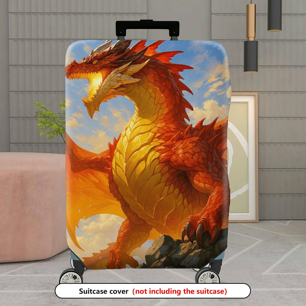 1-Piece Fiery Dragon Fantasy Adventure Mythical Creature Artistic  Suitcase Luggage Cover, Stretch Protective Sleeve