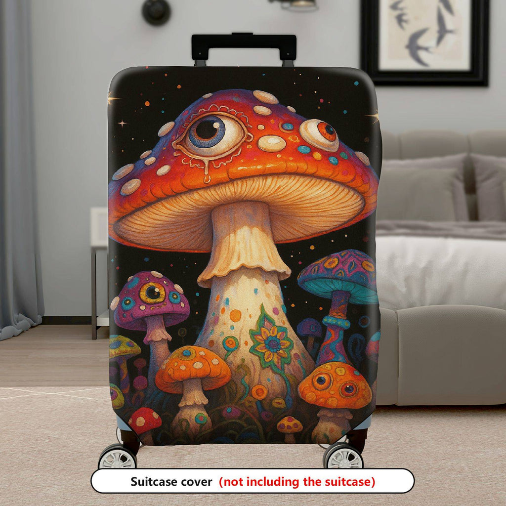 1-Piece Colorful Cosmic Psychedelic Fantasy Mushroom Eye  Suitcase Luggage Cover, Stretch Protective Sleeve
