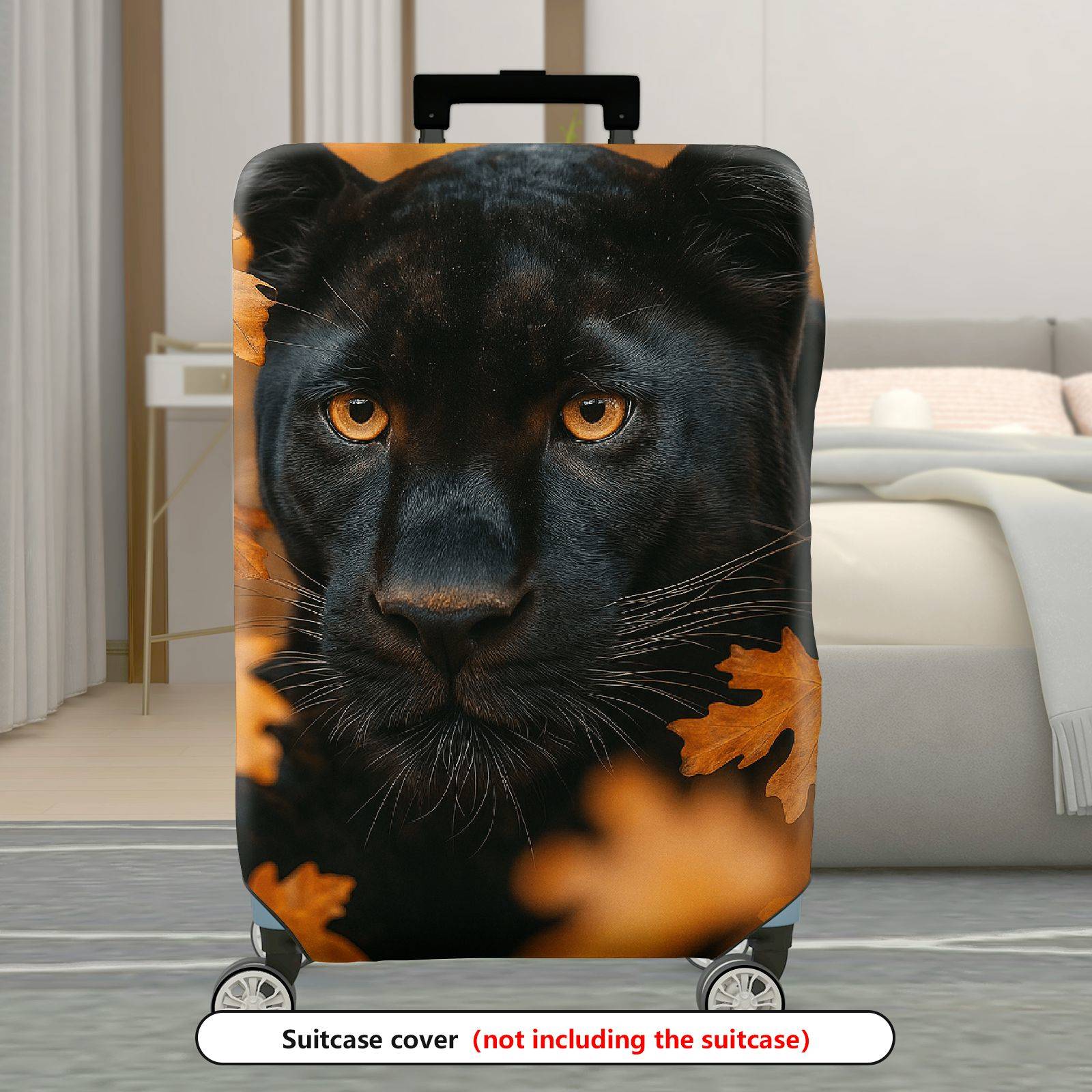 1-Piece Panther Leaves Autumn Nature Wildlife Artistic  Suitcase Luggage Cover, Stretch Protective Sleeve