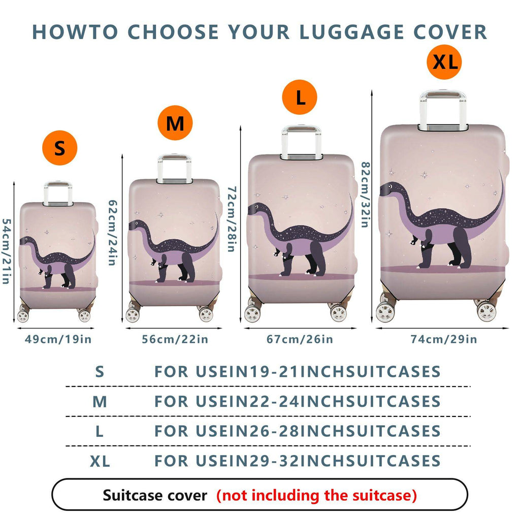 1-Piece Dinosaur Starry Gray Purple Galaxy Magic Cosmic  Suitcase Luggage Cover, Stretch Protective Sleeve